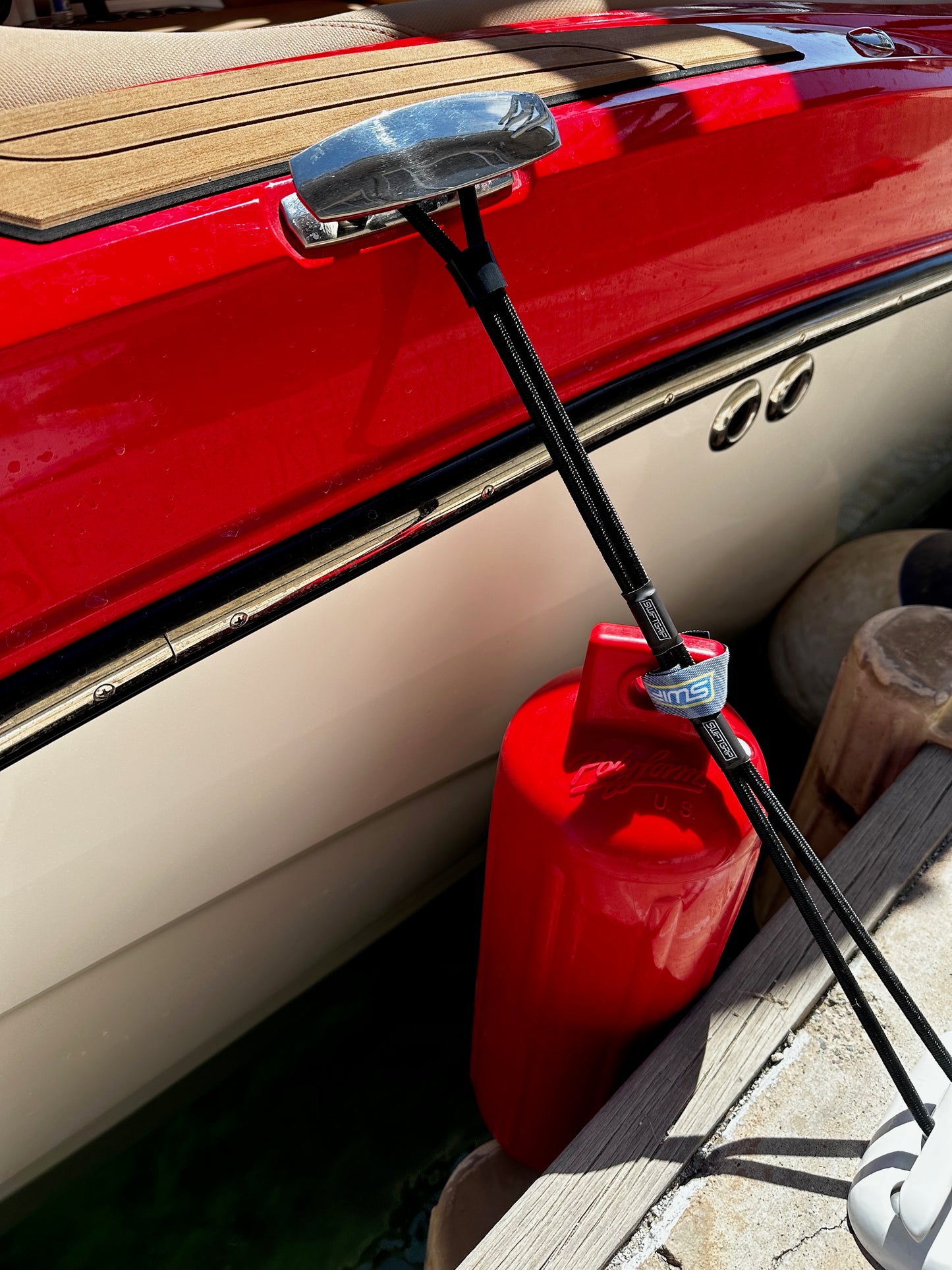 Swift Grip (2) Heavy Duty 5 Foot Adjustable Bungee Dock Lines for Boats, Mooring Lines, Jet ski Dock line, with Integrated Velcro Ties, Perfect for attaching Bumpers to Your PWC or Boat Dock Rope