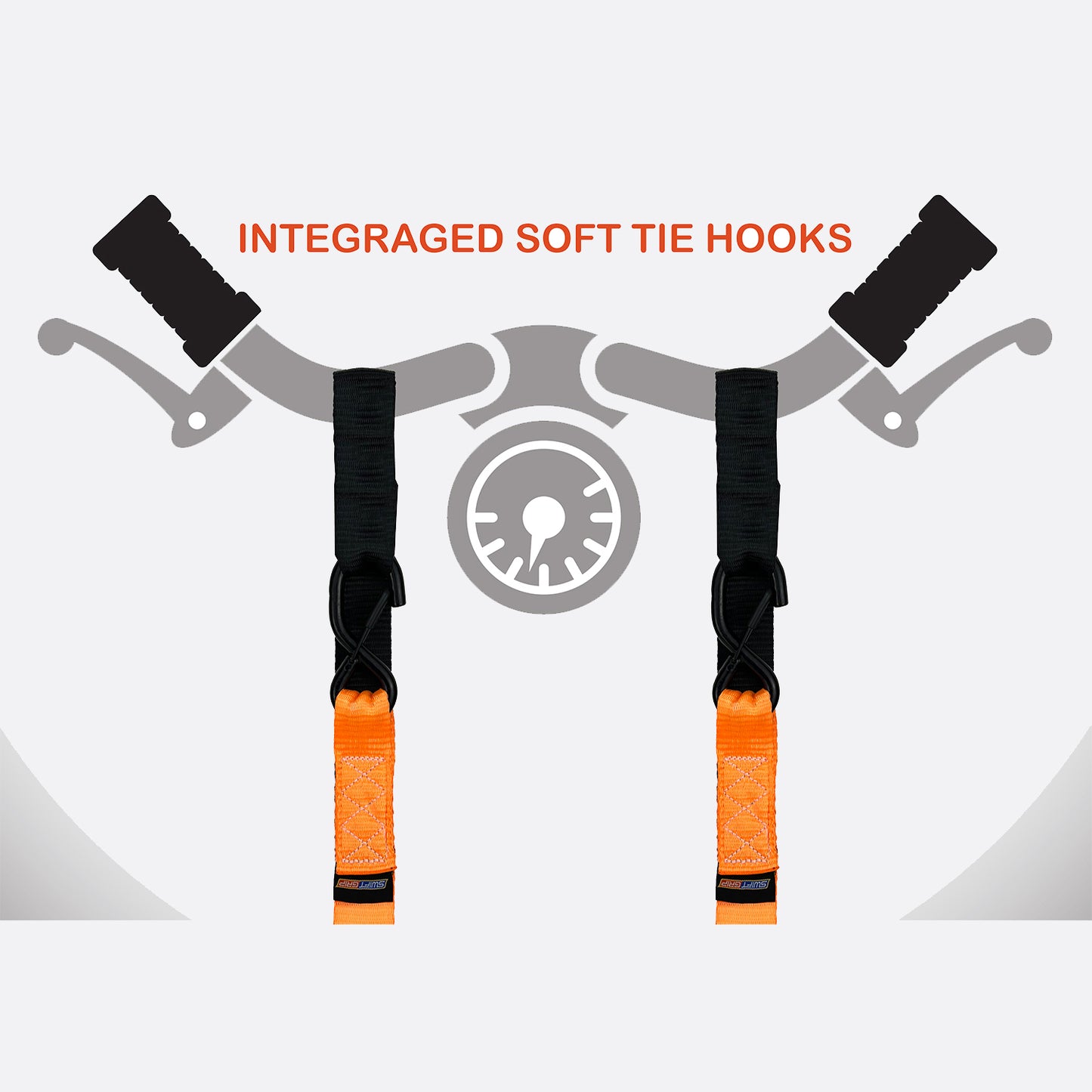 Ratchet Straps Heavy Duty Tie Downs, (4) Extra Long 12 Foot Strap with Integrated Soft Tie Hook, UTV Tie Down Straps, Motorcycle Tie Down Straps, Padded Handles & Coated Chromoly Hooks, Black