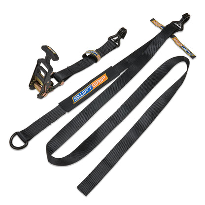 Swift Grip Car Tie Down Straps for Trailers Ratchet Strap Kit, 10,000 lbs Break Strength, Tire Straps for Car, Truck, UTV & More, (4) Premium 2" x 12' Speed Strap, integrated Axle Straps & Velcro Ties